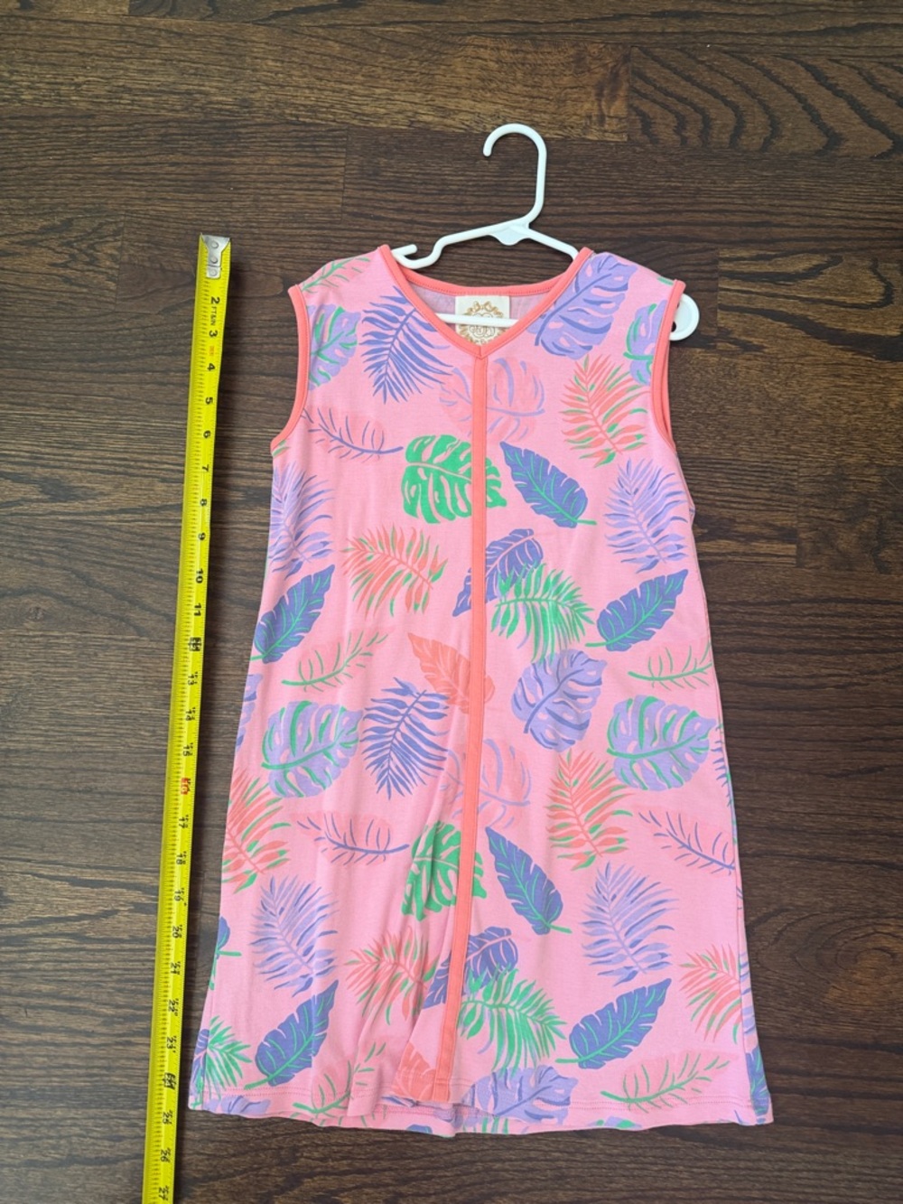 The Beaufort Bonnet Company Pink Tropical Leaf Sleeveless Nightgown
